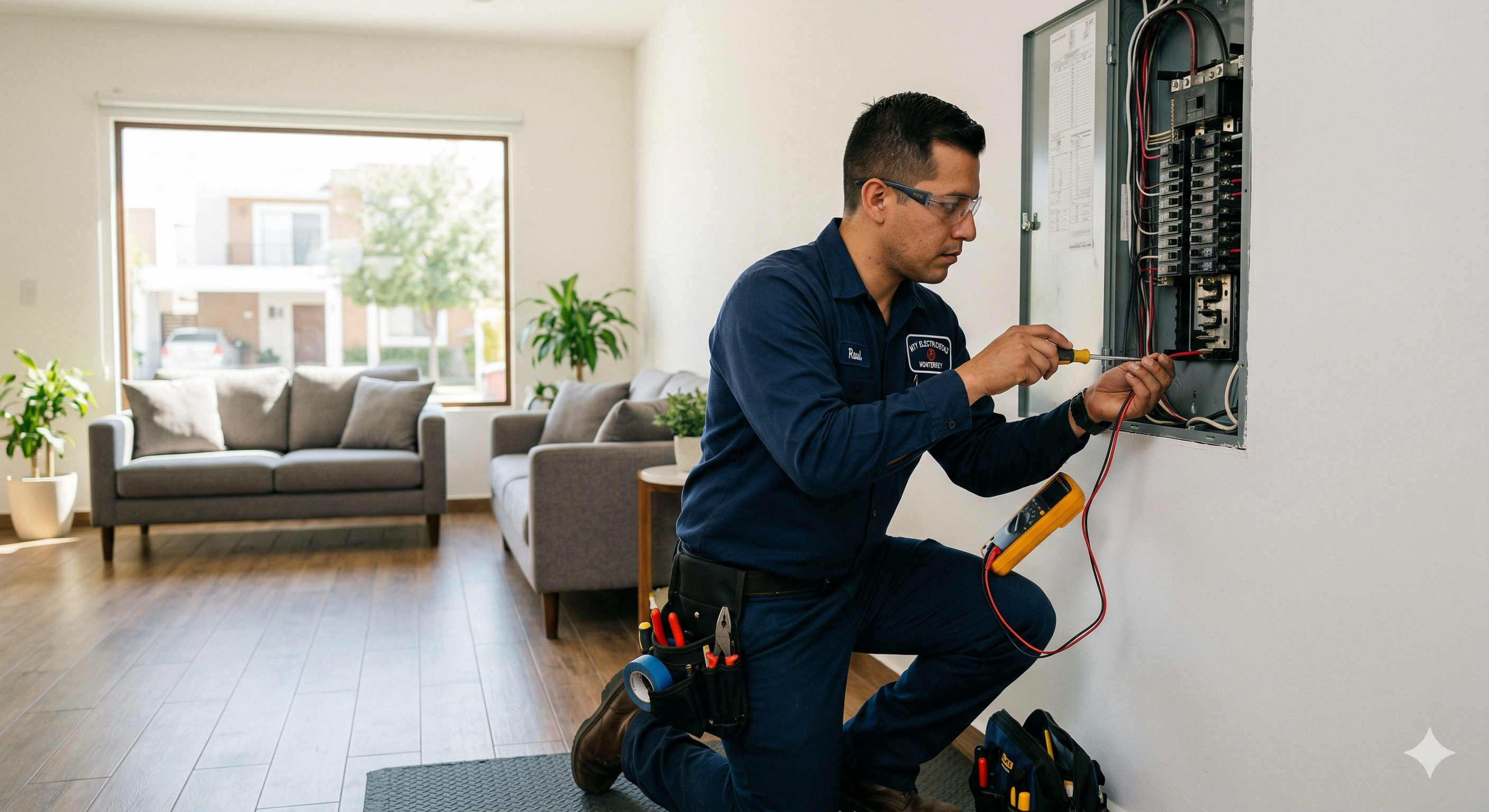 Electricista profesional de Núcleo Hogar trabajando en Monterrey